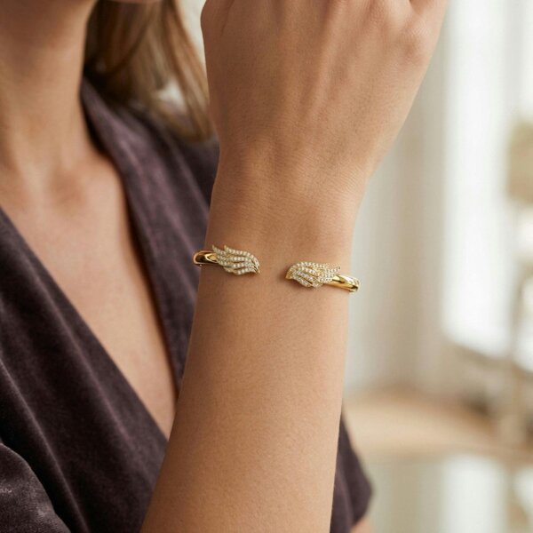 BLOOMTINE Angel Wing Chunky Sterling Silver Bangle