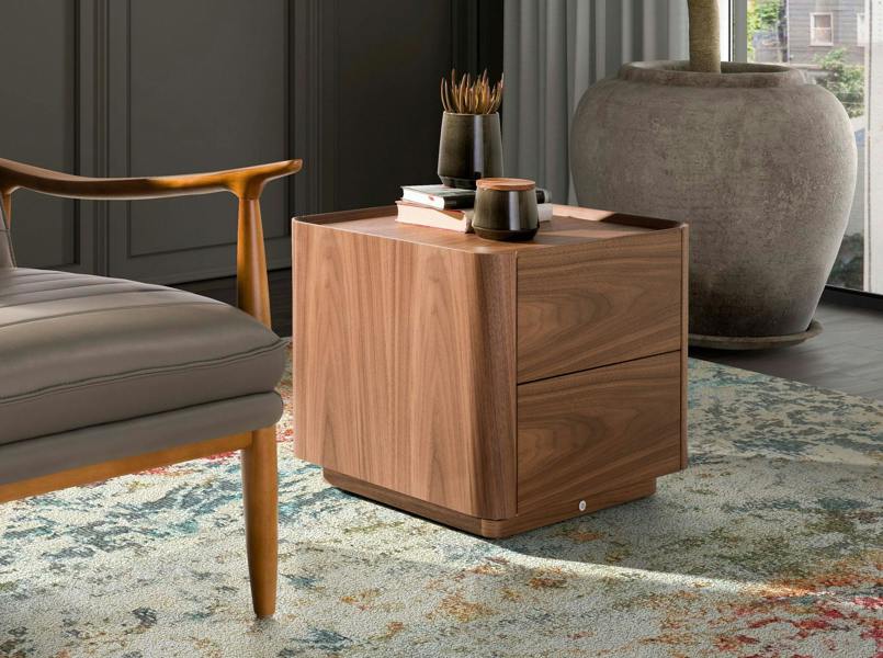 Angel Cerdá Walnut bedside table with lighting 7165