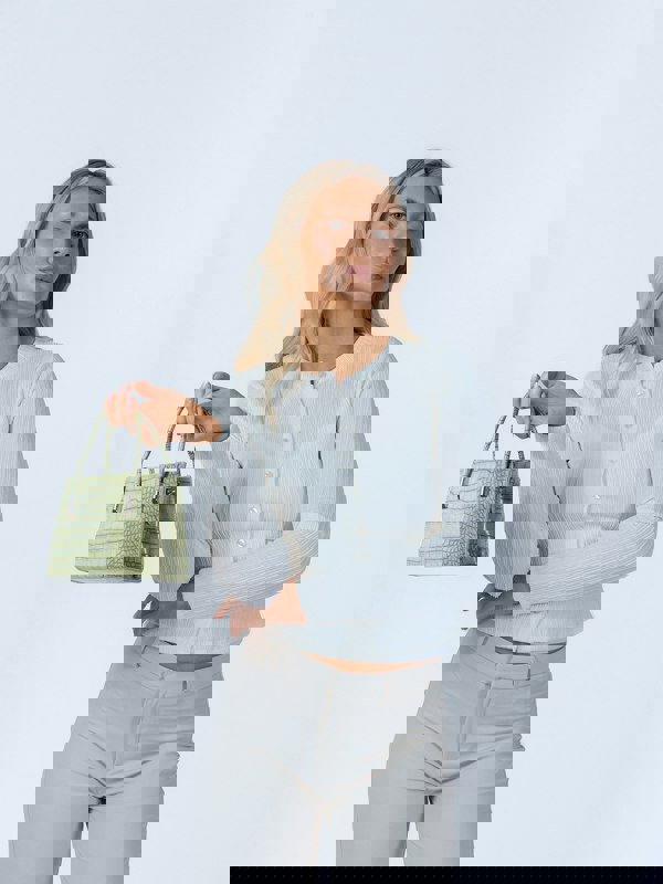 SVNX Mini Croc Crossbody Bag in Sage