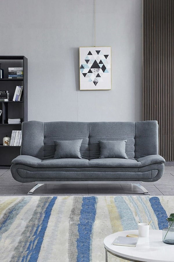 Living and Home 2-Seater Linen Fabric Click-Clack Convertibles Sofa Bed