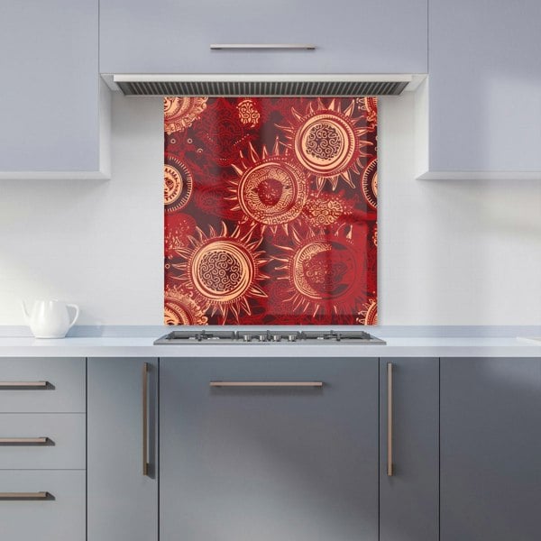 Warren Reed - Designer Abstract Red Moon and Sun Kitchen Splashback