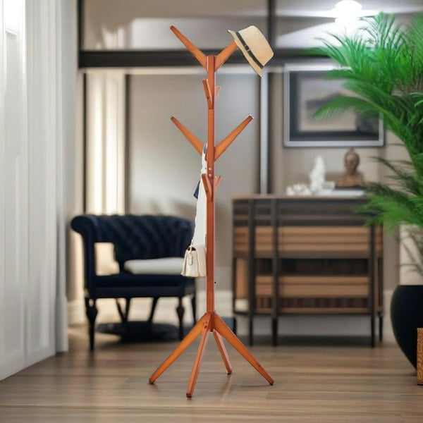 Rafaelo Mobilia Wooden Coat Stand With 8 Hooks White