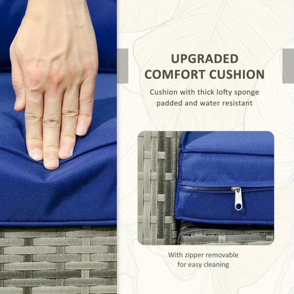 Blue chair cushion with removable cover and zipper at the back
