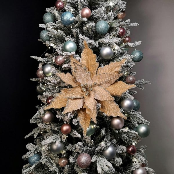 Samuel Alexander 68cm Champagne Gold Velvet Poinsettia Stem Christmas Decoration