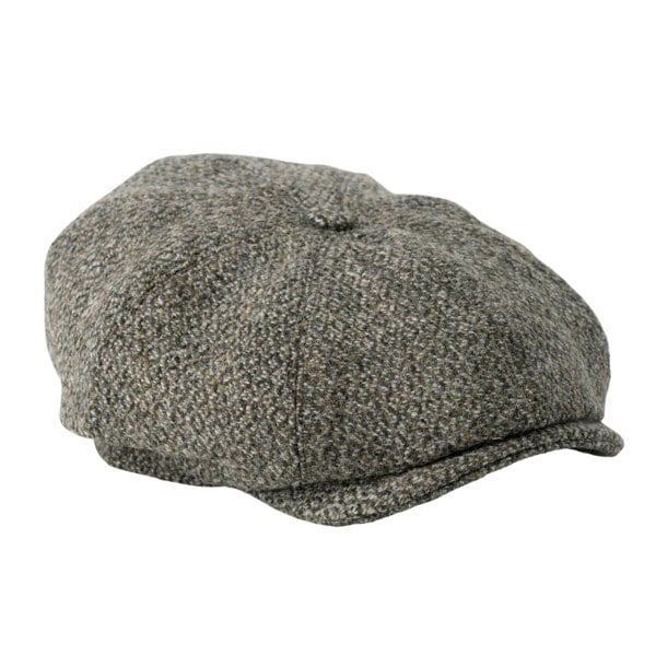 Gamble & Gunn Lewis - 8 Panel British Made Harris Tweed in Barleycorn Stone Grey Cap 