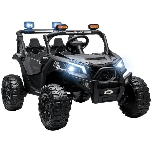 24V 2 Seater Ride On Truck Car for Big Kids with Remote Control, Dual Motors, 4-Wheel Suspension for Ages 3-8, Black