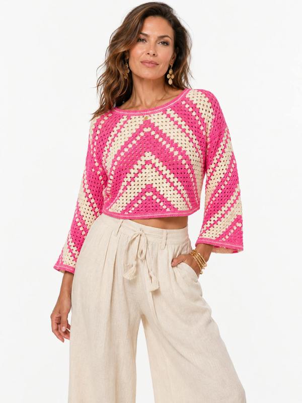 Claudio Lugli Geometric Stripe Acrylic Knit Women's Jumper