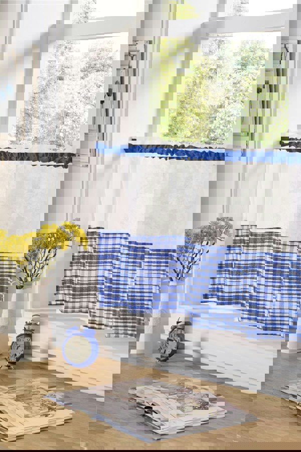Alan Symonds Gingham Checked Kitchen Voile Curtain Café Panels