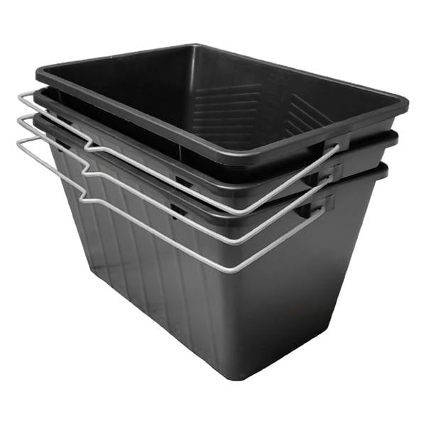 Ketoplastics Large Paint Scuttle Large Decorators Roller Bucket with Metal Handle for Decorating Paints & Paste 15L, Black (Pack of 3)