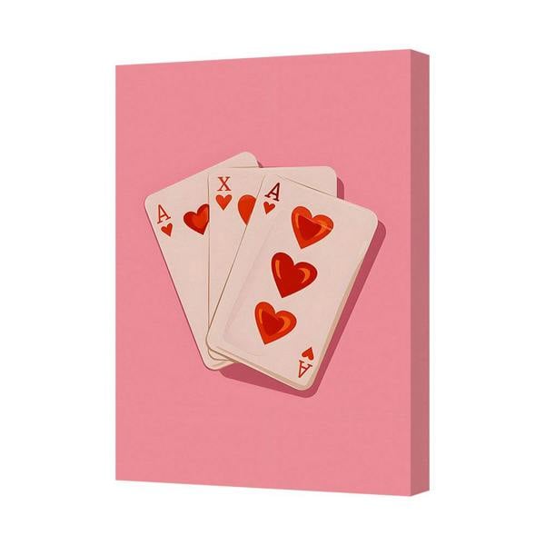 Benjamin Tate Design Pink Playing Cards Canvas Print Wall Art Modern Home Decor