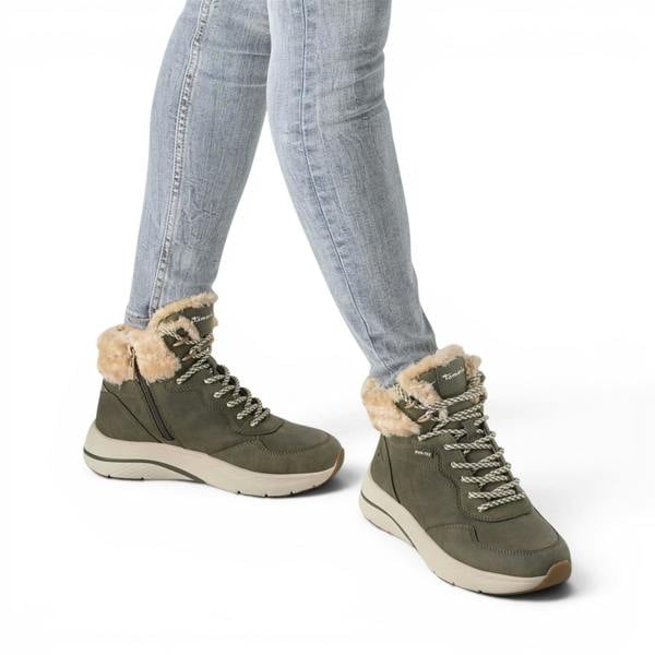 Tamaris Women’s Green Warm Winter Waterproof Lace-up Ankle Boots - 26278-45