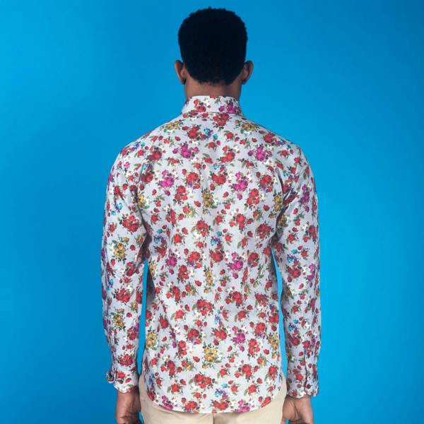 RED ROSE STRIPE PRINT SHIRT - Claudio Lugli Shirts