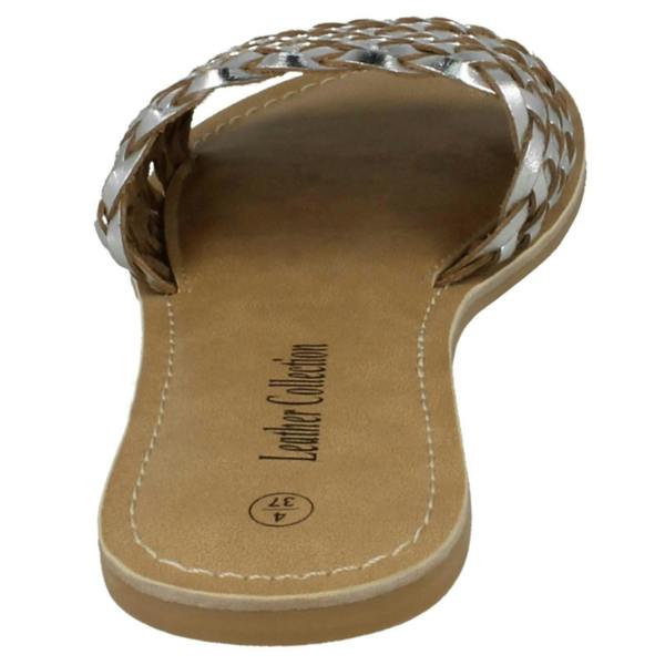 Leather Collection Ladies Leather Collection Flat Weave Mule Sandals