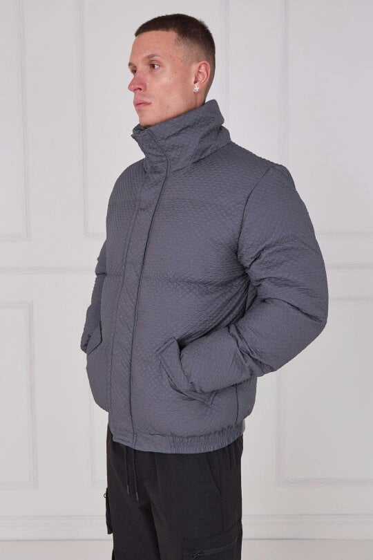 Quilted Puffer Jacket – Zip & Button Fasten