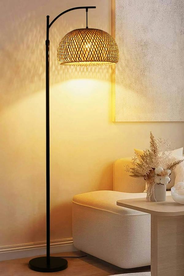 Living and Home Classic Handwoven Rattan Floor Lamp