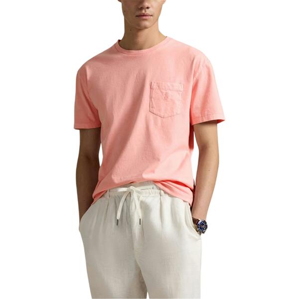 Ralph Lauren Mens Embroidered Pocket Slim T-Shirt - Rose - 
