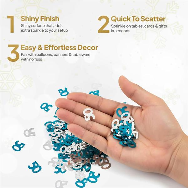 Blue & Silver Metallic Confetti Pack for 50th Birthday Table Decoration image 5