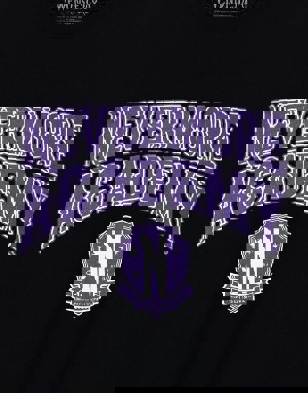 Wednesday Womens Black Nevermore Academy Short Sleeved T-Shirt