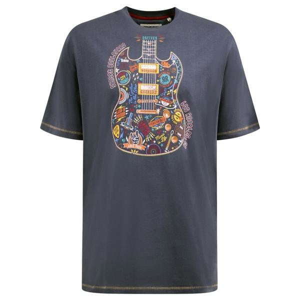 Duke Mens D555 Stockport Guitar Kingsize T-Shirt - Denim - 