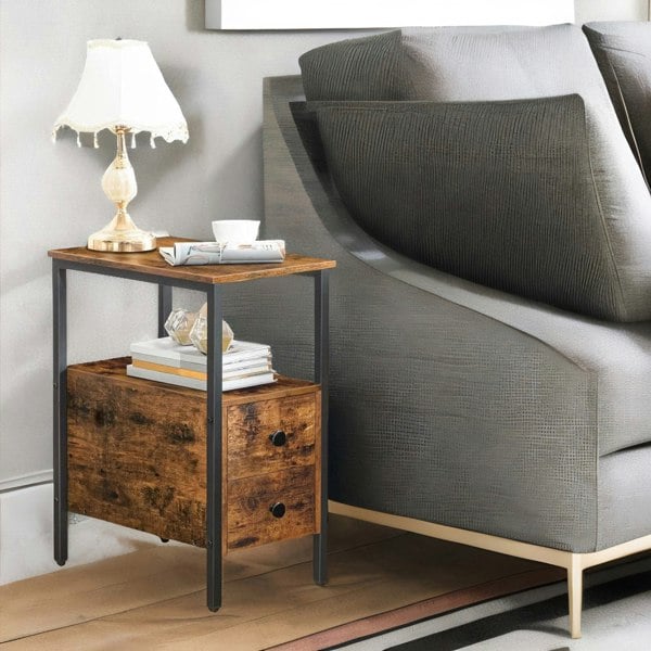 Rafaelo Mobilia Slim Bedside Table with 2 Drawers