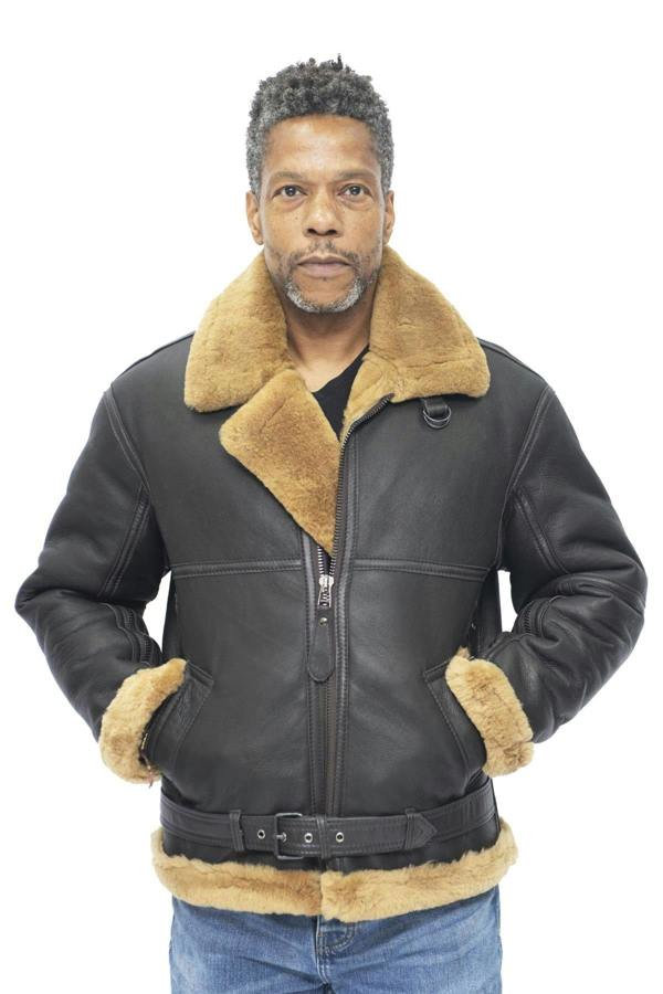 Infinity Leather Mens RAF Sheepskin Leather Aviator Jacket-Colchester