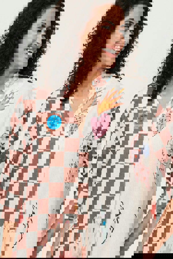 Green | Abstract 1/2 Sleeve Midi Shift Dress