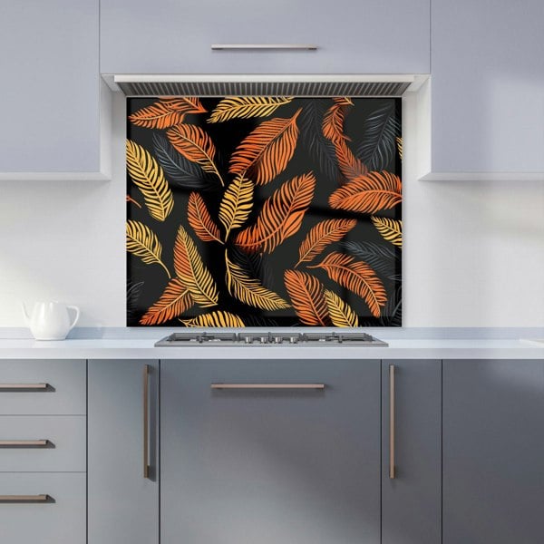 Warren Reed - Designer Orange Feather Leaves Kitchen Splashback