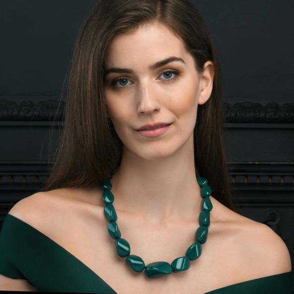 Zavana Twisted Green Chunky Statement Necklace for Women