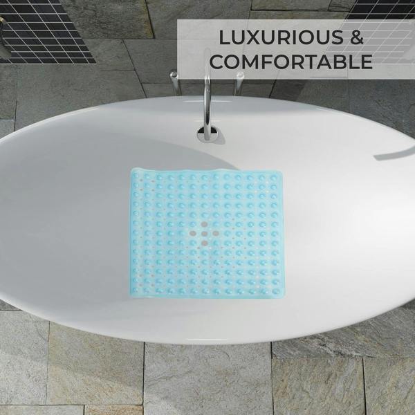 Top 3 Non-Slip Durable Bath Shower Mat with Suction Cups 53cm x 53cm Blue