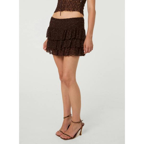 Pink Vanilla Diamante Frill Lace Skirt