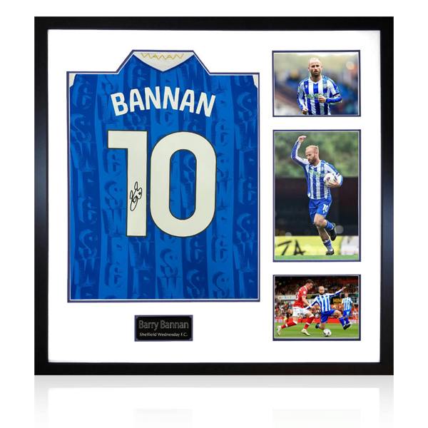 Barry Bannan Signed Sheffield Wednesday 25/26 Shirt Elite Frame w/ Fan Style Numbers