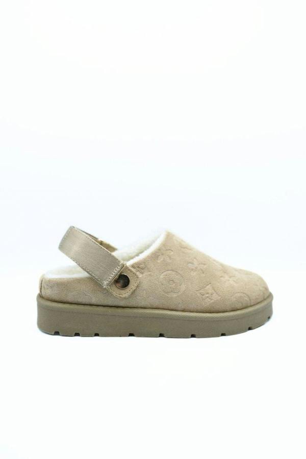 Fernanda Printed Sling Back Platform Clogs - Beige