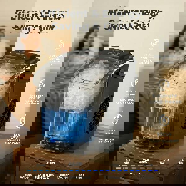 Spector Ice Maker Machine Countertop 12Kg in 24Hrs 9 Cubes Ready in 6-12Mins