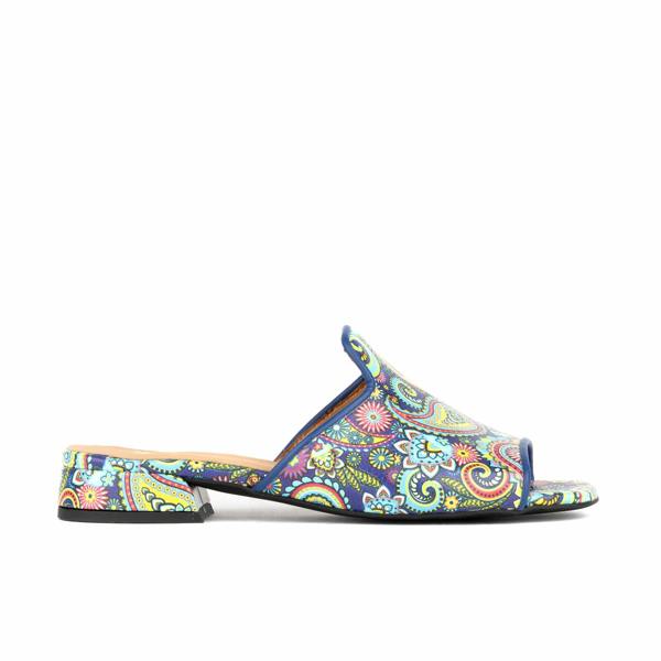 Embassy London South Beach - Festival Blue - Women's fully leather lined slip on sandal