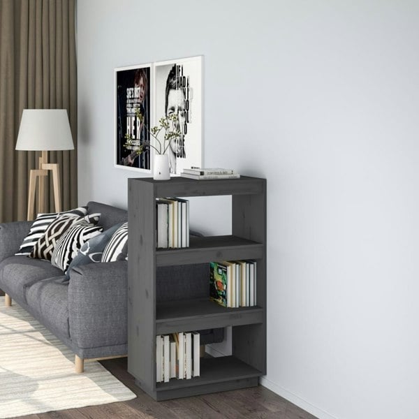 Berkfield Book Cabinet/Room Divider Grey 60x35x103 cm Solid Wood Pine