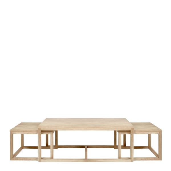 Wyld Haus Meadowbloom Set of 3 White Oak Nesting Coffee Tables