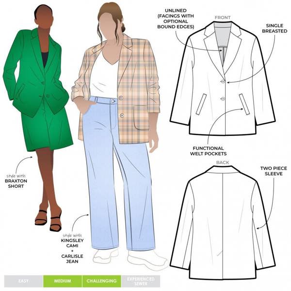 Style Arc Sewing Pattern Sloane Jacket - Jackets, Suits for Women - Advanced