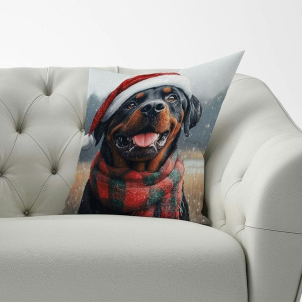 Warren Reed Christmas Rottweiler Cushion