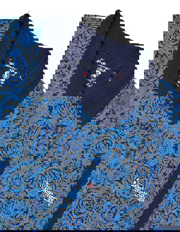 Lambretta Mens Classic Paisley Print Mod Retro Ska Casual Polo