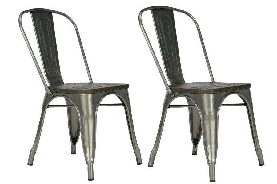Dorel Home Fusion Dining Chair in Metal in Gun metal - 2 pieces