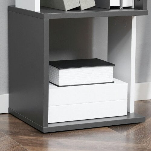 Wyld Haus Lale Wood White And Dark Grey 5 Tier Freestanding Bookcase