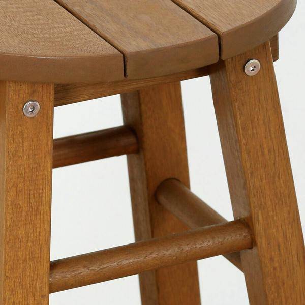 WALPLUS Tioman Outdoor Hardwood Promo Arch Bar Stool, Set of 2, Natural | Modern Home Decor