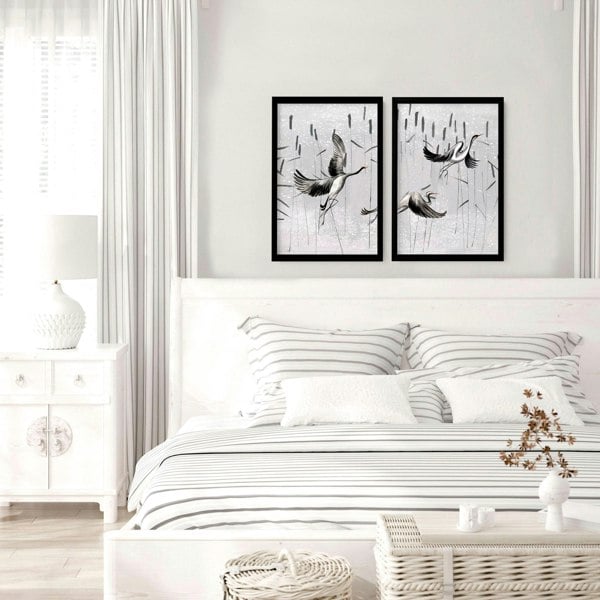 Art for bedrooms | set of 2 Japanese wall art prints