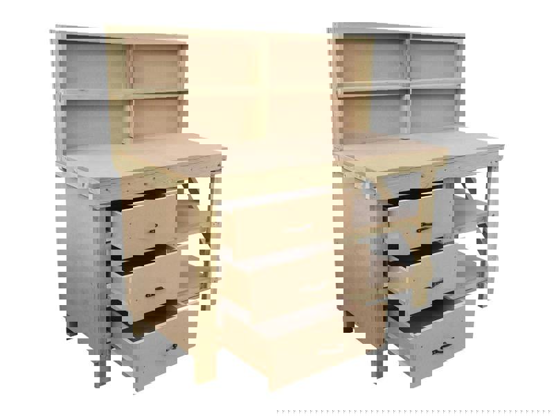 Arbor Garden Solutions Wooden MDF top tool cabinet workbench with storage shelf (V.7) with back panel and double shelf