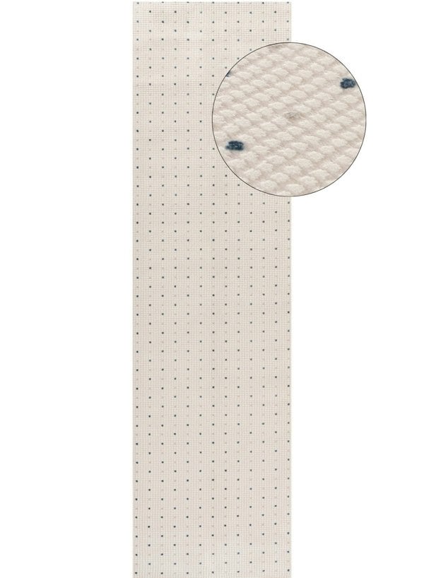 Living Room rug, blue-cream colours, dots, practicality in mind, the rug is anti-allergic.