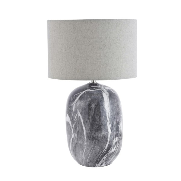 Marble Effect Ceramic Table Lamp Base with Gloss Glazing and Satin Nickel Trim Image 4