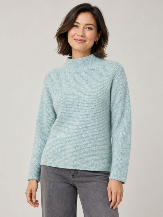 VIZ-A-VIZ Two-tone Half Cardigan Stitch Jumper