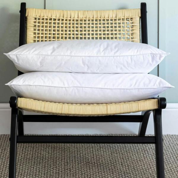 Duck Feather & Down Pillow & Soft Touch Protector Bundles - microfibre, styled in a bedroom | Soak and Sleep