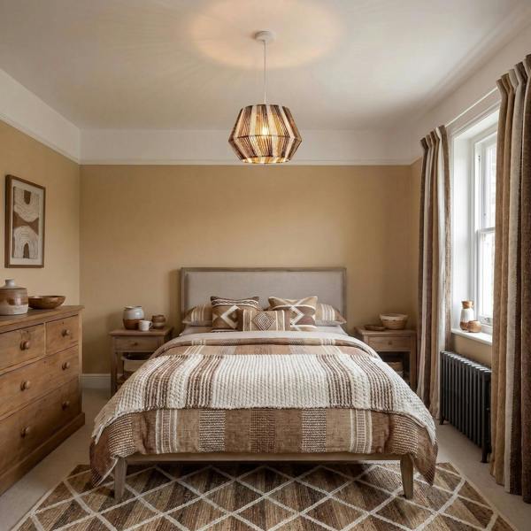 Coastal Twisted Paper Rope Pendant Shade in Brown Tones and White Image 6