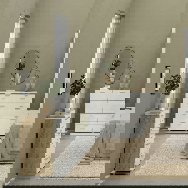 Furniture To Go Pepe Chest of 4 Drawers in Oak with White High Gloss